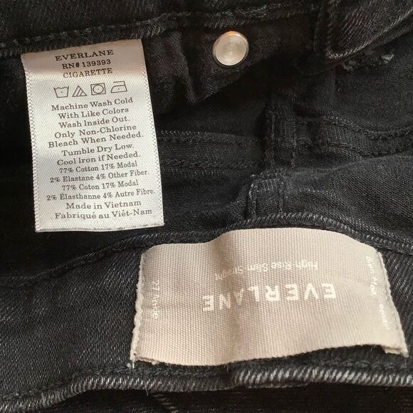 Everlane High Rise Slim Straight Jean 27 Ankle Washed Black - Picture 7 of 8